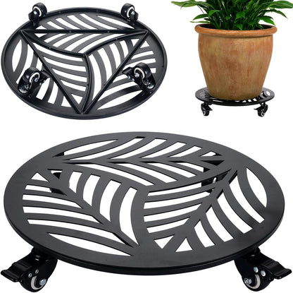 1 Pack 16 inches Extra-large Metal Plant Caddy with Wheels Heavy-duty Iron Rolling Plant Stand with