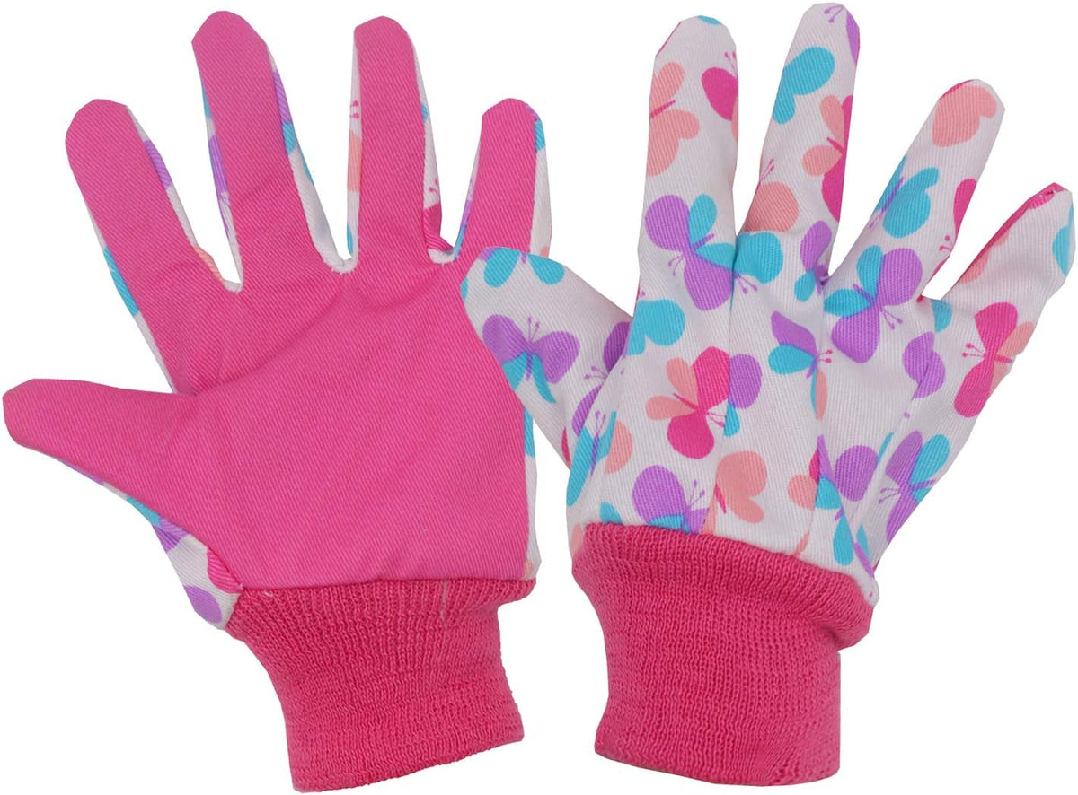 HANDLANDY 2 Pairs Kids Gardening Gloves, Girls Boys Children Garden Work Play Gloves (Pink
