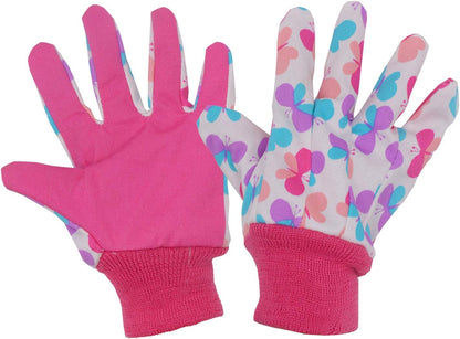 HANDLANDY 2 Pairs Kids Gardening Gloves, Girls Boys Children Garden Work Play Gloves (Pink