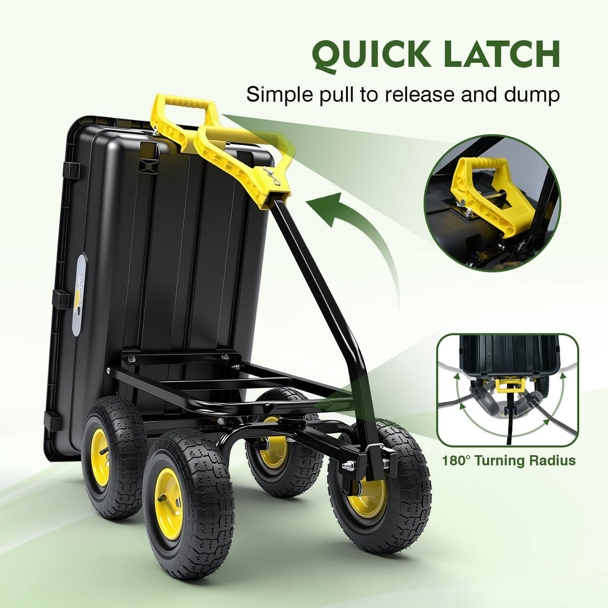 Garden Dump Cart, Heavy-Duty Utility Wagon with 900 lb Capacity, 5 Cu Ft Bed, 10" Pneumatic Tires