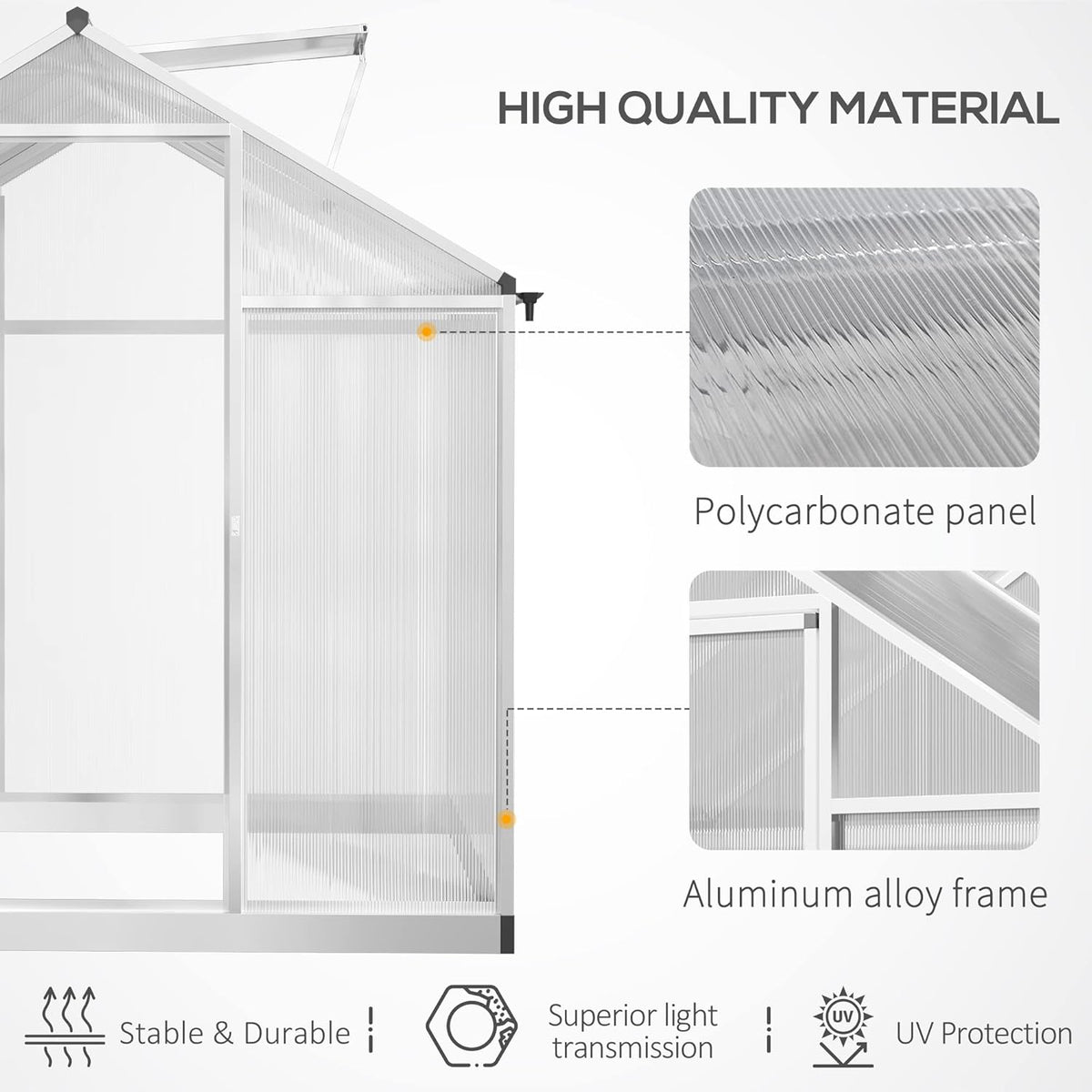 Outsunny 8' x 6' Greenhouse for Outdoors, Polycarbonate Greenhouse with Rain Gutter and Roof Vent