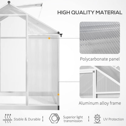 Outsunny 8' x 6' Greenhouse for Outdoors, Polycarbonate Greenhouse with Rain Gutter and Roof Vent