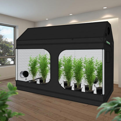 zazzy 4x8 Grow Tent, 96"x48"x72" Roof Cube Indoor Plant Grow Tents with Observation Windows