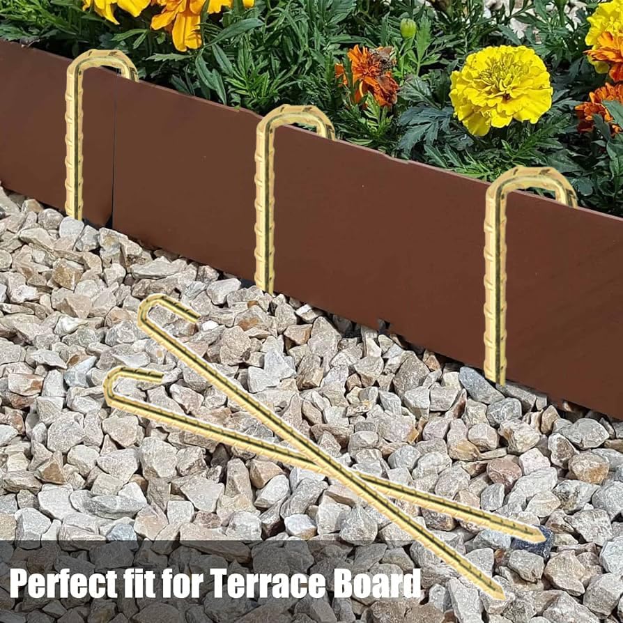 Landscape Stakes 9 Pack, 10 Inch Garden Landscape Anchoring Stakes for Terrace Board, Landscape
