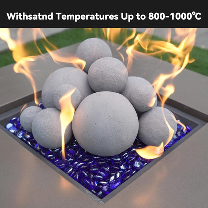 Skyflame 12PCS Fireplace Ceramic Balls, Mixed of 4 Sizes Fire Pit Balls Set for Indoor and Outdoor