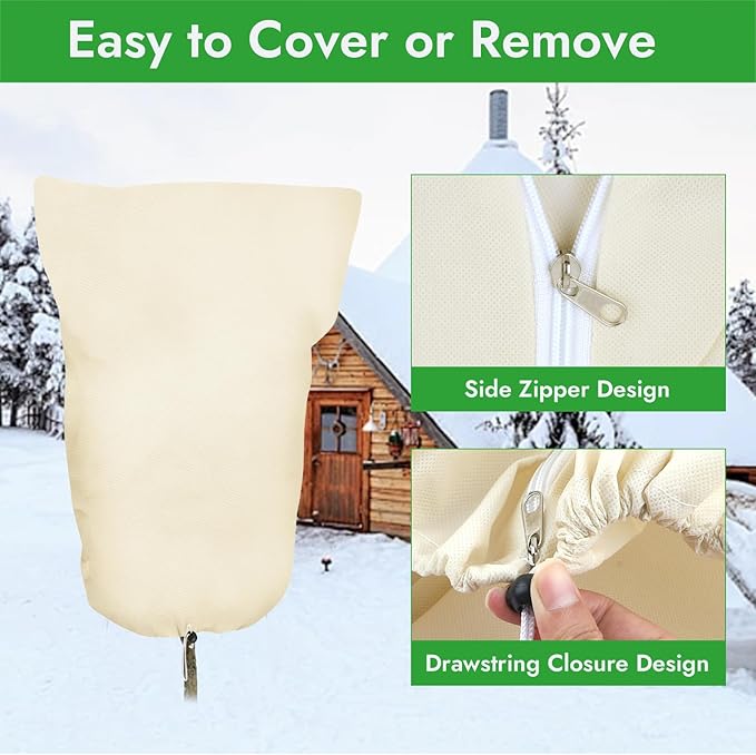 2 Pack Plant Covers Freeze Protection, 47" X 71" Large Frost Cloth Plant Freeze Protection, Frost