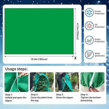 4 Pack Plant Covers Freeze Protection(71" x 47.3"),2.82 oz/sq yd Non-Woven Fabric,Frost Covers with