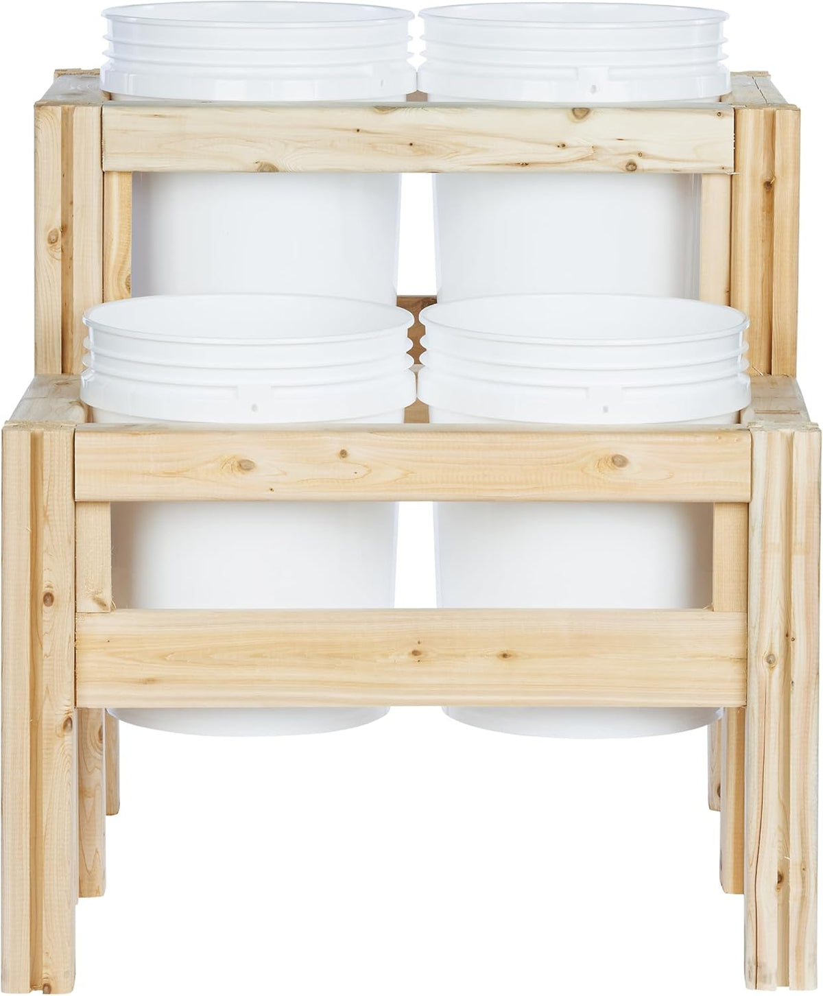 Greenes Fence Two-Tiers Four Bucket Elevated Cedar Wood Garden Frame, 30 in. x 28 in. x 30 in.
