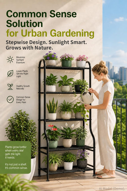 Yutrchey 5-Tier Metal Plant Stand - Heavy Duty Indoor Outdoor Flower Shelf for Multiple Pots, 65"