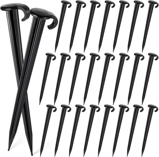Vicenpal 24 Pcs 7 Inch Plastic Yard Stakes Inflatables Heavy Duty Plastic Garden Stakes for Tent