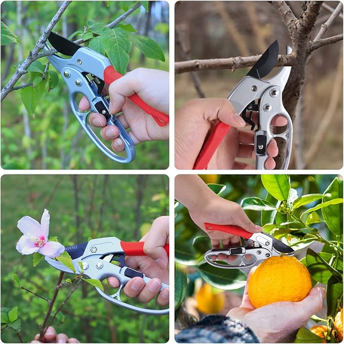 Ultra Sharp Germany Steel Pruning Shears - Cuts 3X Easier, Weak Hand Arthritis Snips