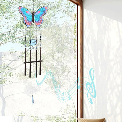 MUMTOP Butterfly Wind Chimes for Outside, Stained Glass Wind Chime Windchimes for Patio