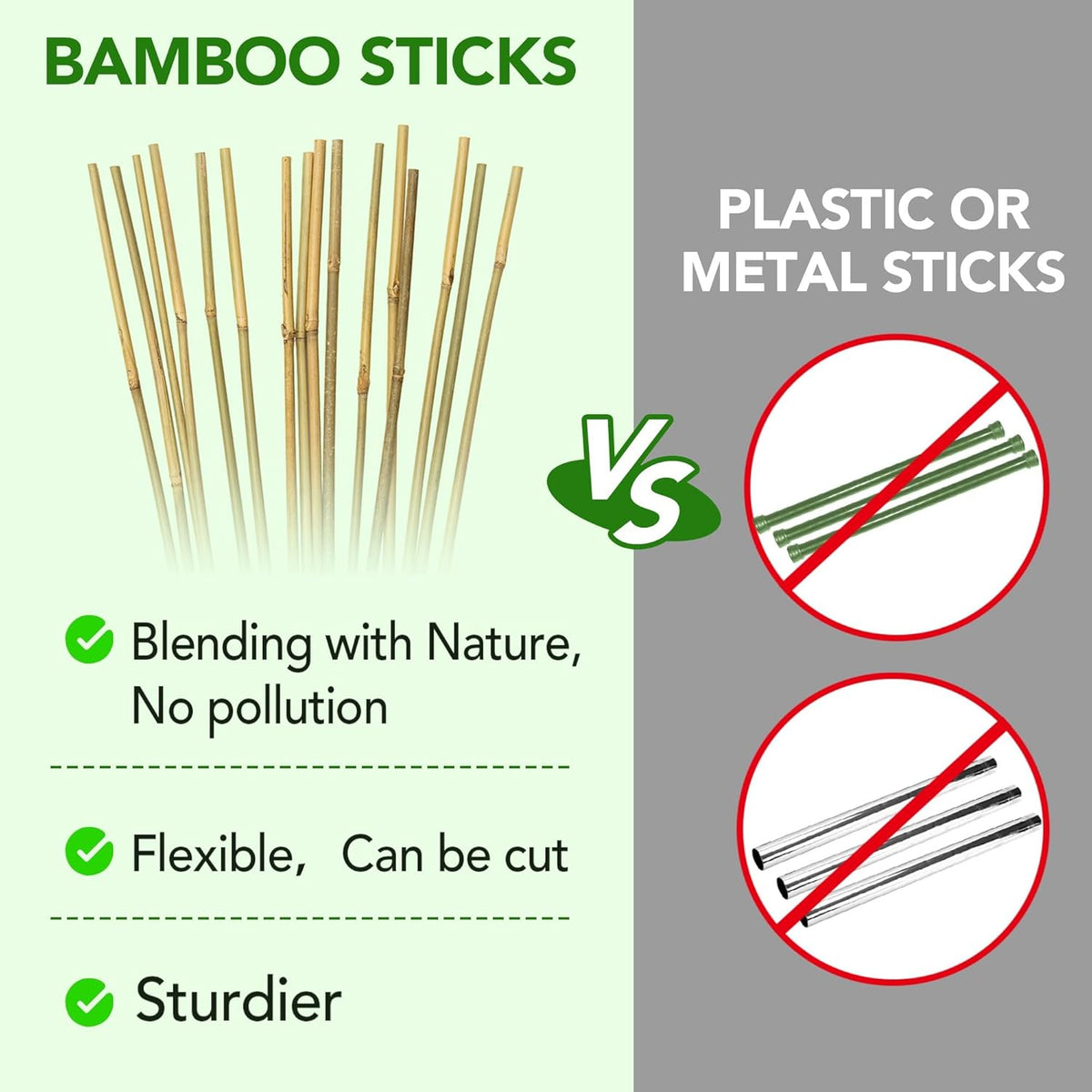 60 Pcs Bamboo Stakes, 6 Feet Natural Bamboo Garden Stakes for Plant, Garden Bamboo Plant Sticks for