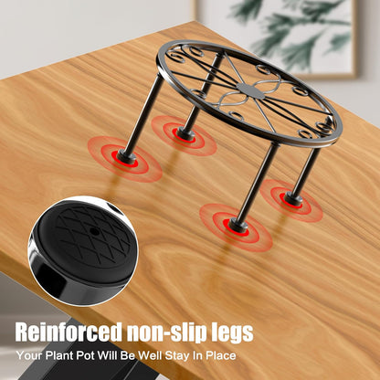 Garden Gifts Plant Lovers Gifts 3 Packs Black Metal Plant Stand with Anti-Slip Base Rustproof Heavy