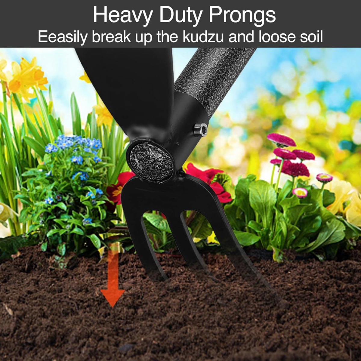 Hoe and Cultivator Gardening Hand Tools, Heavy Duty Stainless Steel Garden Hoe and 3 Fork Hand