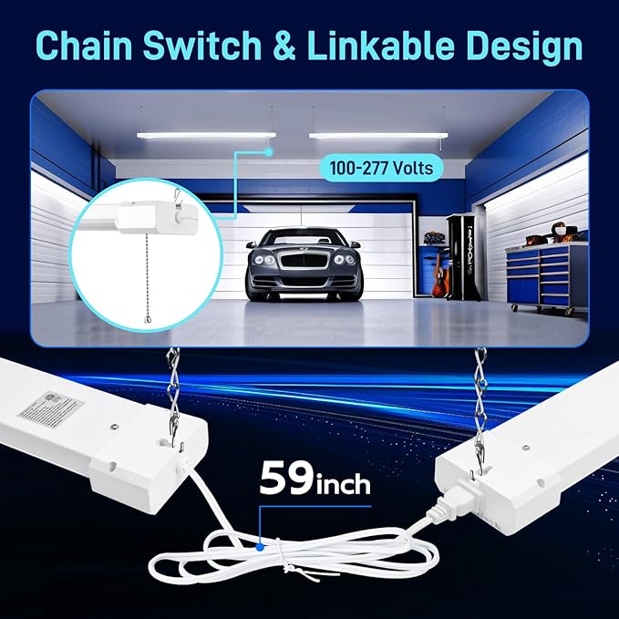 hykolity 5000K LED Shop Light Linkable, 4FT Daylight 42W LED Ceiling Lights for Garages, Workshops