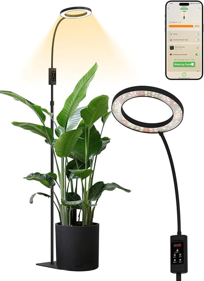 GLOWRIUM Smart Grow Lights for Indoor Plants, 24W Full Spectrum Plant Lights, Bluetooth App &