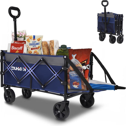 Collapsible Tailgate Wagon with Wheels, Compact Size Folding Utility Cart, 380LBS Capacity for