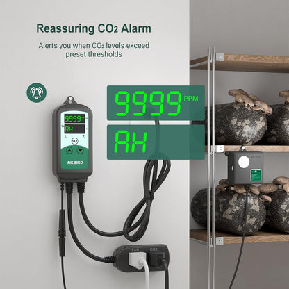 Inkbird ICC-510 CO2 Controller CO2 Meter Dual Plug Carbon Dioxide Controller Fit with CO2 Regulator
