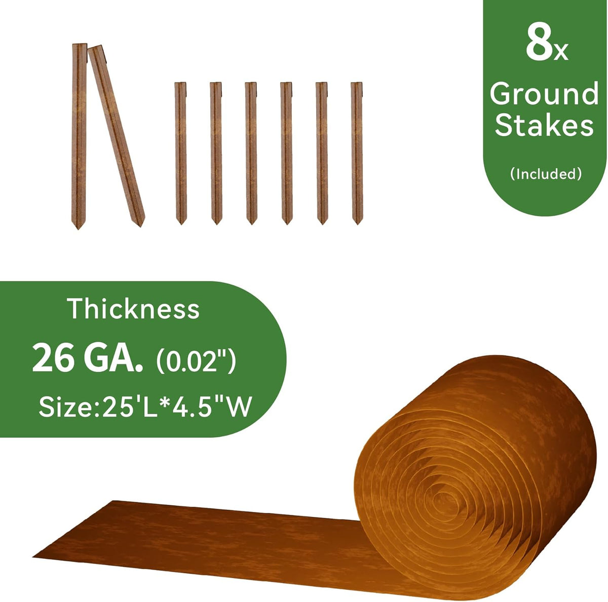 Worth Galvanized Steel Landscape Edging 4.5" x25' Metal Garden Edging Roll Flexible Bender Border