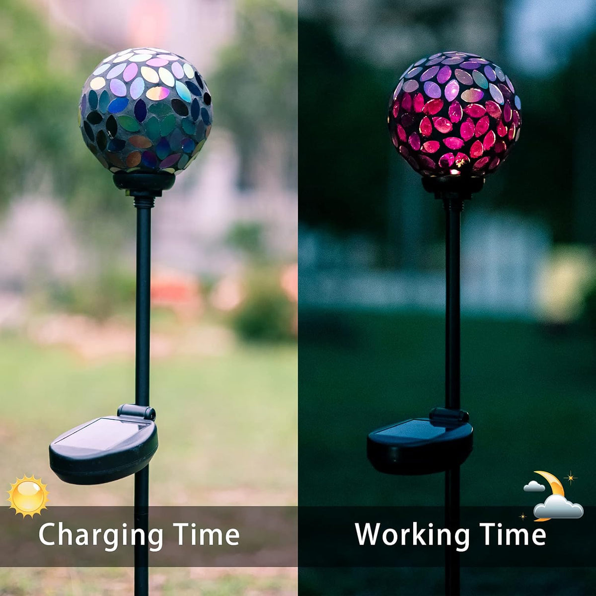 VCUTEKA Solar Lights Outdoor Decorative - Mosaic Solar Garden Light Waterproof LED Pathway Stake