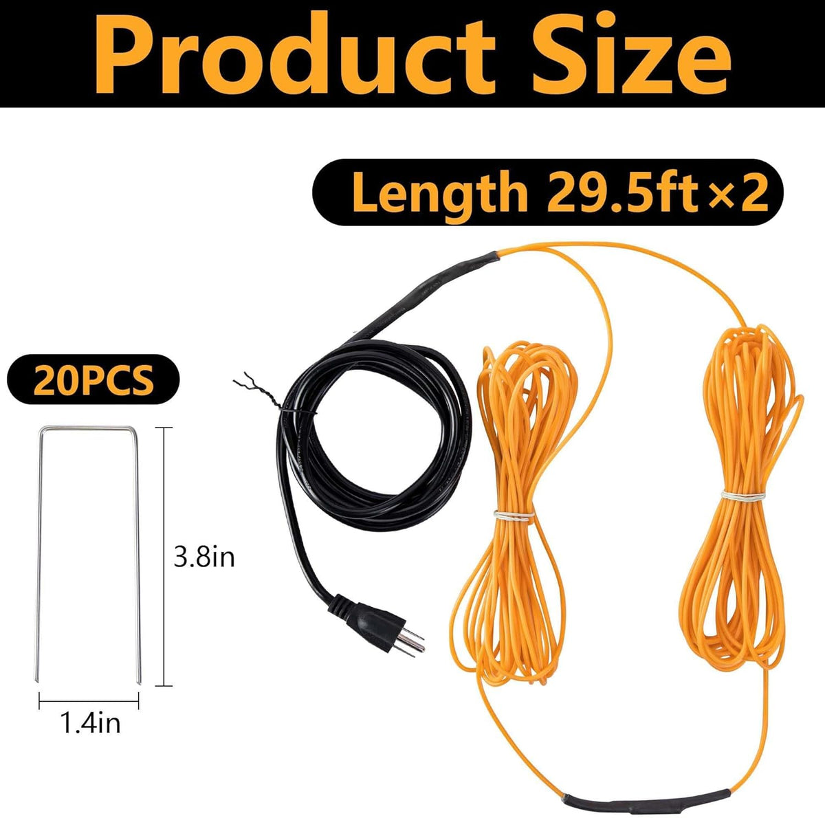 Adnee 59Ft Thermostatic Soil Heating Cable,Rubber Heating Warming Cable with Thermostat and Ground
