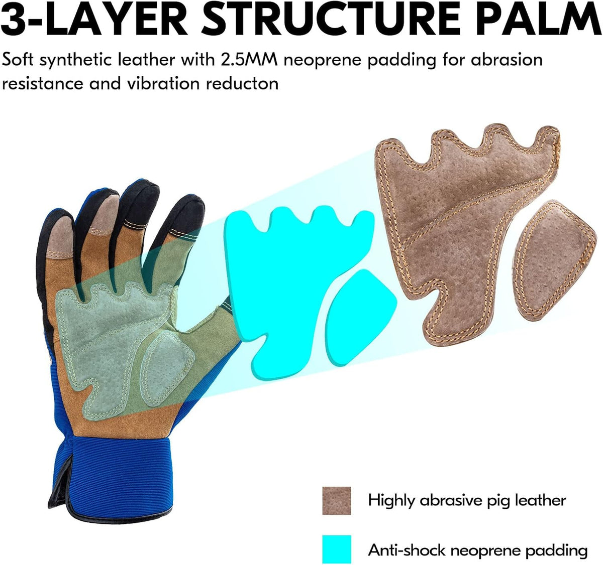 Vgo... 1-Pair Gardening Gloves Men, Safety Work Gloves, Puncture-proof, Thornproof, Touchscreen