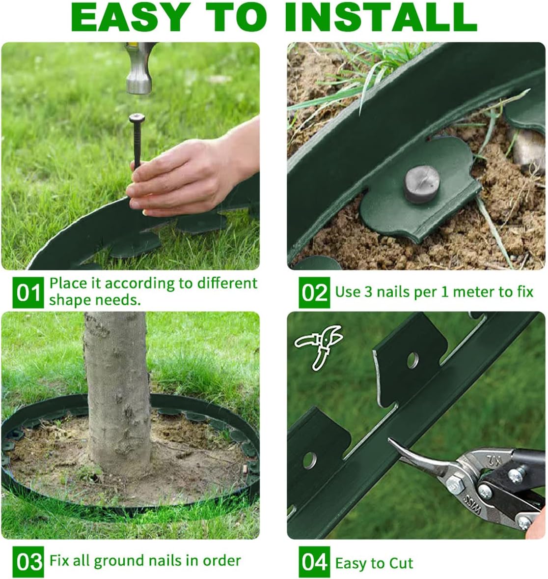 Landscape Edging,33FT Garden Edging Borders [Extra Tall 4IN High] Flexible Lawn Edging Kit with