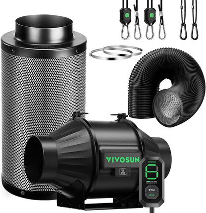 VIVOSUN Smart Air Filtration T4 Kit 4", AeroZesh T4 Inline Duct Fan with E12 Speed Controller