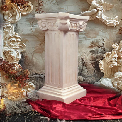 Elegant Classical Greek Roman Ionic Order Vintage Weathered Column Pedestal Decorative Display