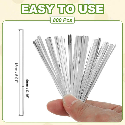 PATIKIL Bag Twist Ties 6 Inch, 800 Pcs Metallic Bread Ties for Treat Plastic Bags Gift Wrapping