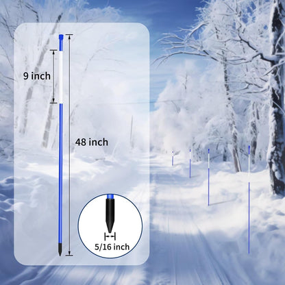 Growsun Driveway Marker 48 inch Blue Fiberglass 5/16 inch Dia Snow Fence Reflective Plow Stakes for