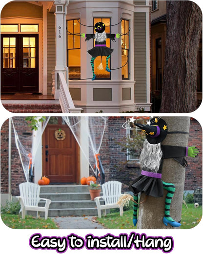 Crashing Witch for Halloween Decorations Outdoor: Hilarious Witch Decor with Adjustable Band for