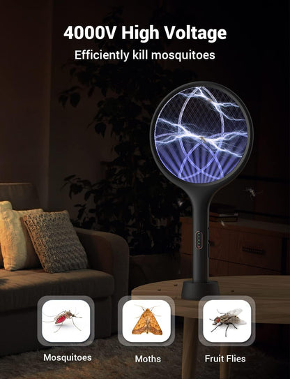 YISSVIC Electric Fly Swatter Bug Zapper Racket 4000V LED Screen Dual Modes Fly Zapper Rechargeable