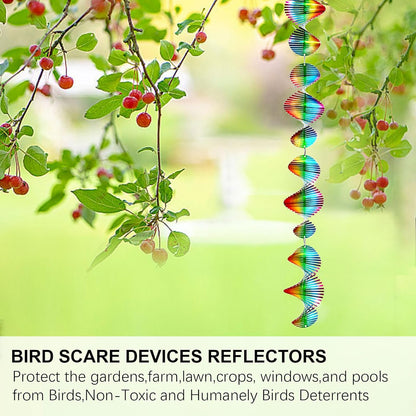 Rainbow Wave Wind Spinners Outdoor Hanging Garden Decor,Bird Deterrents for Outside,Sparkly