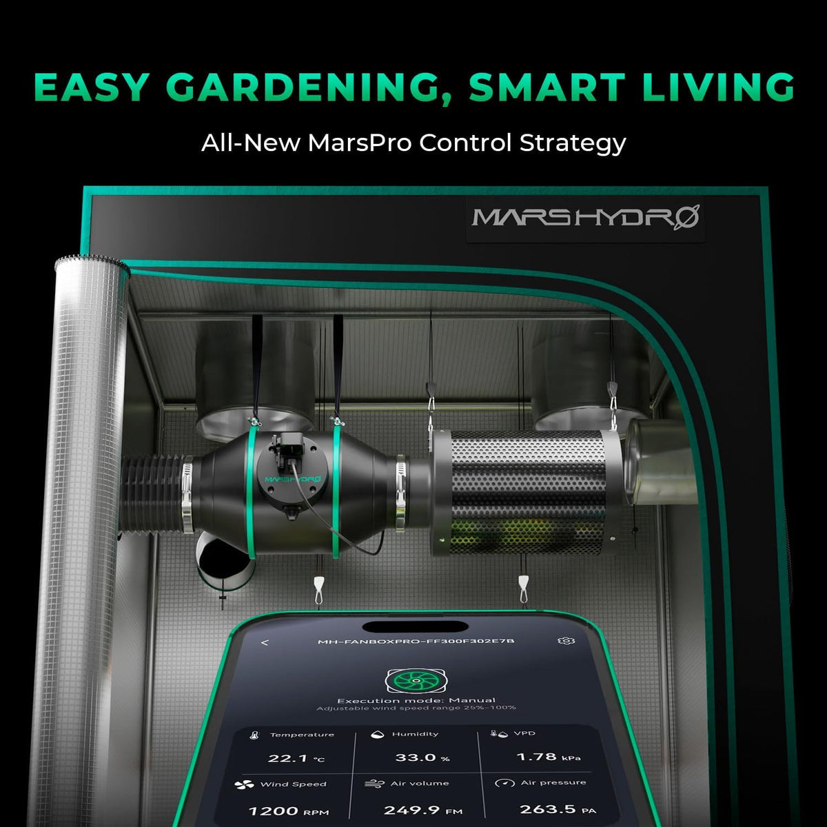 MARS HYDRO iFresh 4 Inch Smart Inline Fan Combo, with Variable Speed Controller, for Heating