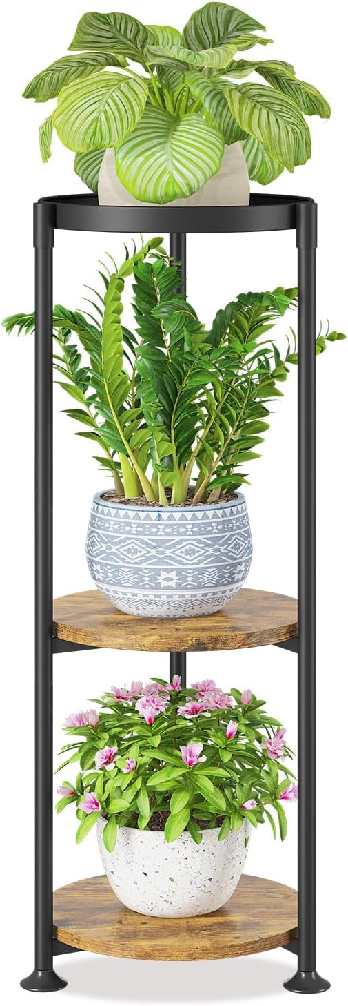 LASZOLA 3 Tier Black Plant Stand Indoor for Large Tall Heavy Duty Flower Planter, Metal Vertical