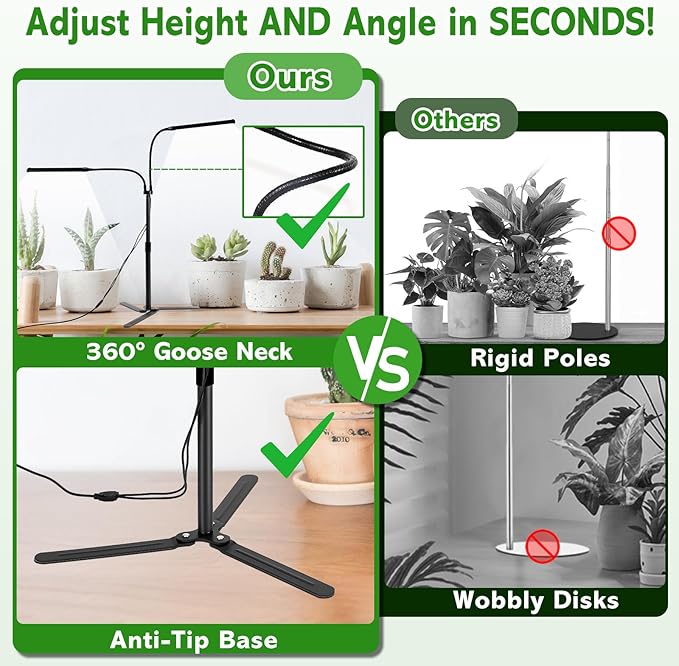Grow Lights for Indoor Plants, Full Spectrum LED Plant Light Features a Telescoping Rod and a