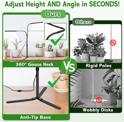 Grow Lights for Indoor Plants, Full Spectrum LED Plant Light Features a Telescoping Rod and a