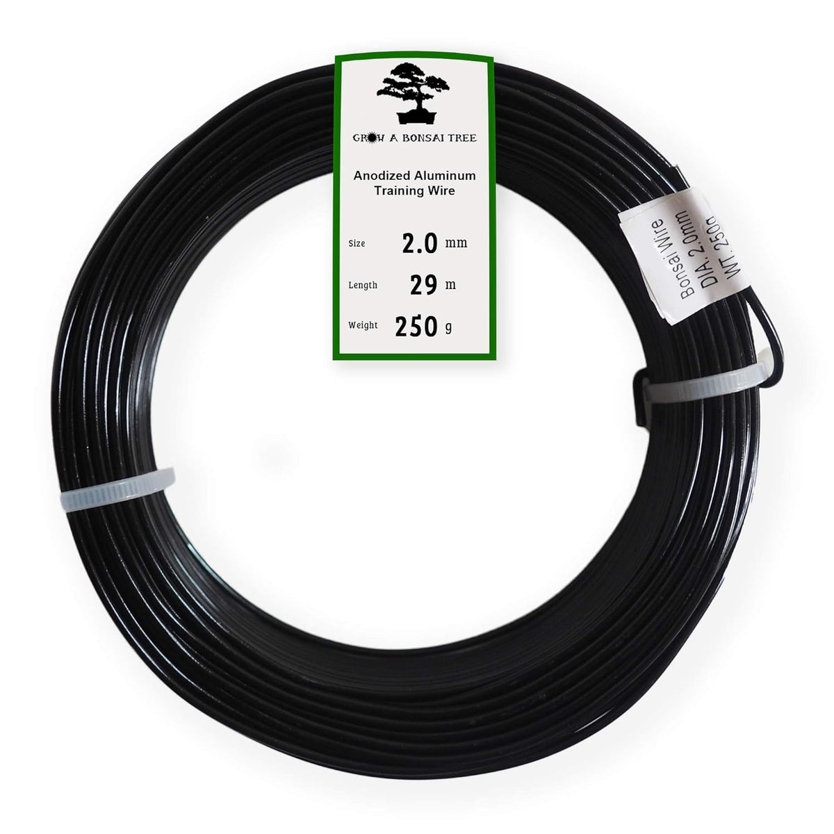 Anodized Aluminum 2.0mm Bonsai Training Wire 250g Large Roll (95 feet) - Choose Your Size and Color