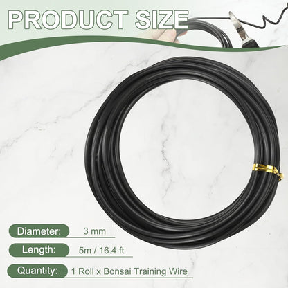 Bonsai Training Wire, 3 mm x 16.4 ft Anodized Aluminum Floral Plant Training Wire Bendable Metal