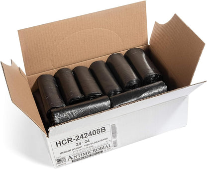 Aluf Plastics High Density Trash Bags, 10 Gallon, 1000 Count, 8 Micron (eq), 24" x 24", Black, for