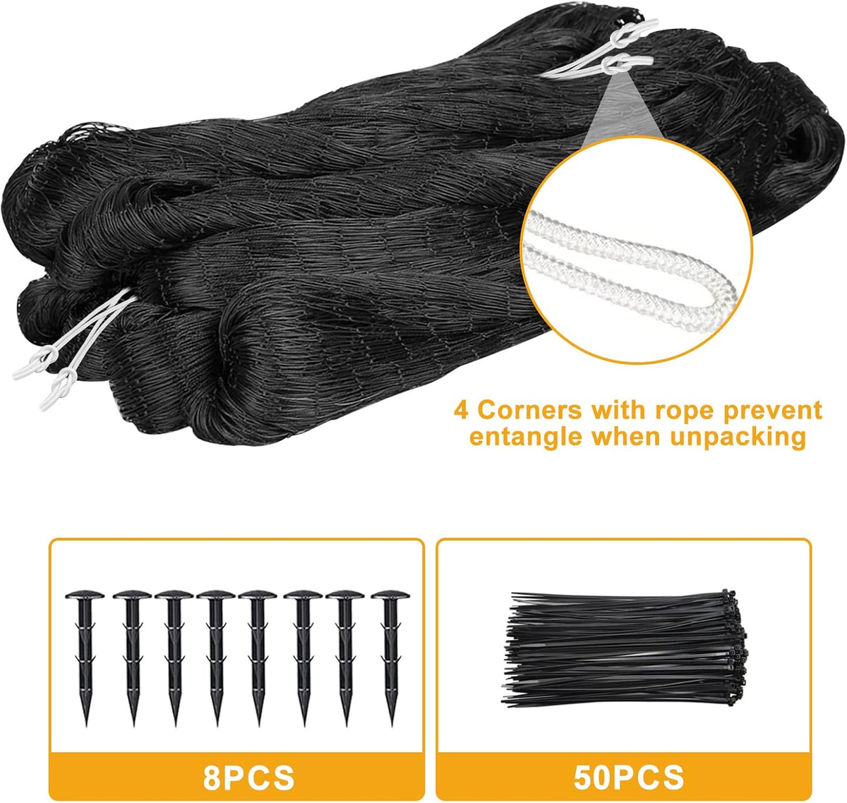 Bird Net 25'x50' with 1" Mesh Nylon Bird Netting for Garden, Poultry Netting Heavy Duty Aviary