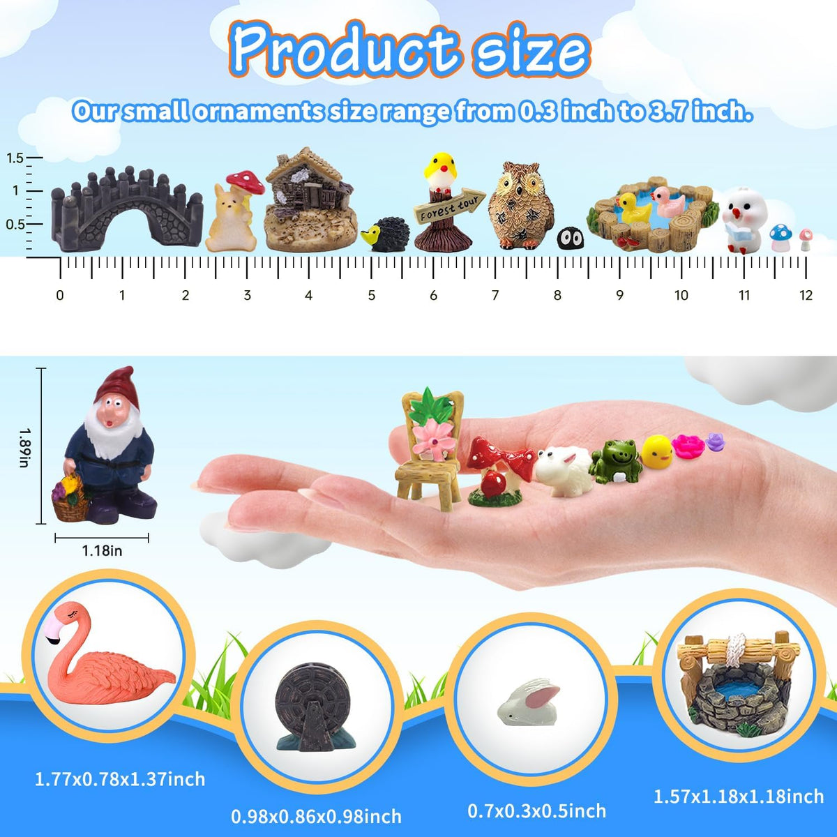 Tardigrade 200 Pieces Fairy Garden Accessories, Fairy Garden Kit, Fairy Tiny House, Miniature Gnome