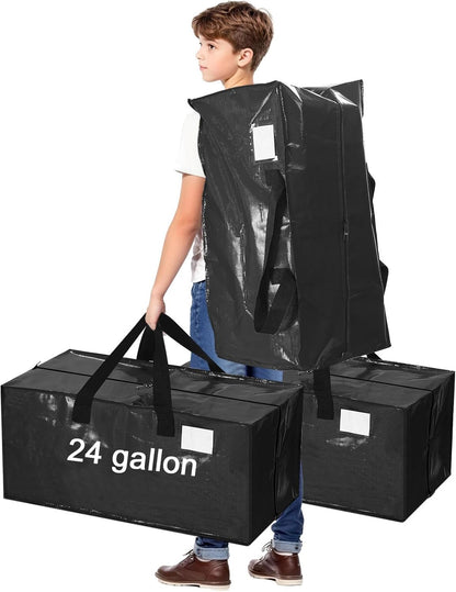 4 Pcs 24 Gallon Large Moving Bags with Zipper and Handles Foldable Storage Duffle Bags Heavy Duty