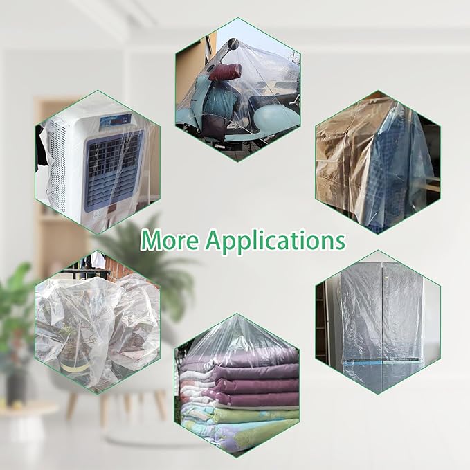 ANPHSIN 2 Pcs Extra Large Winter Plant Cover Freeze Protection - 71" x 83" Plastic Plant Frost Bags