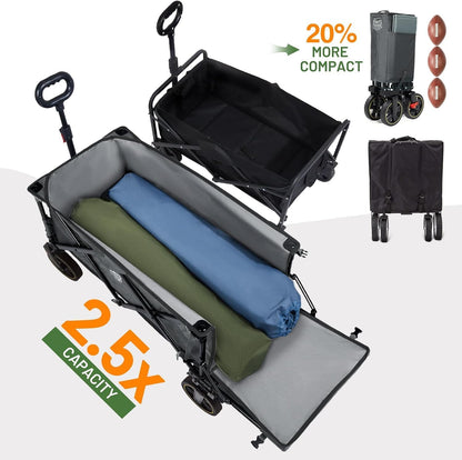 TIMBER RIDGE 49" Extra Long Collapsible Folding Wagon with Tailgate and Brakes, 250L Capacity