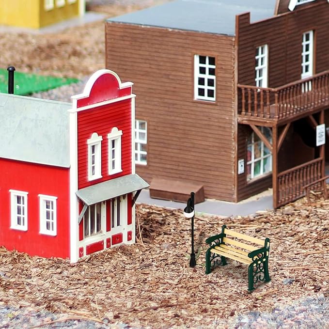 Toyvian Dollhouse Miniature Park Bench Miniature Garden Chair Seat Props Fairy Garden Bench with