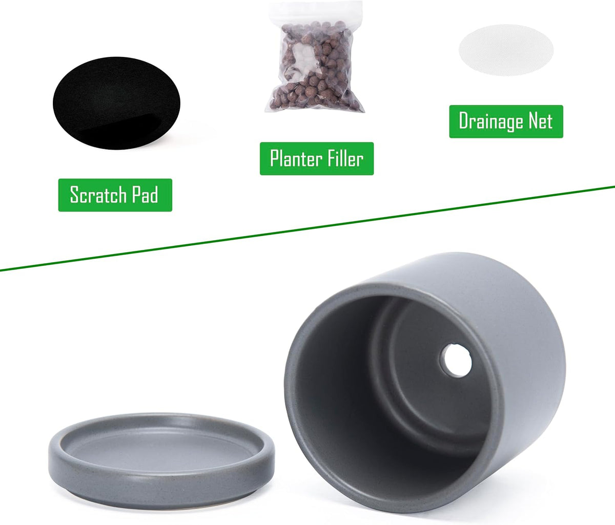 D'vine Dev Set of 2 Plants Pots, 3.5 Inch Ceramic Planter Pot for Plants with Drainage Hole and