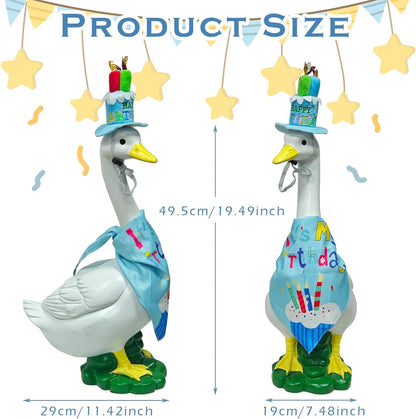 Porch Goose Statue Wear Clothing Outfit-20"High Large Garden Goose Decor Wear Birthday Clothes, Big